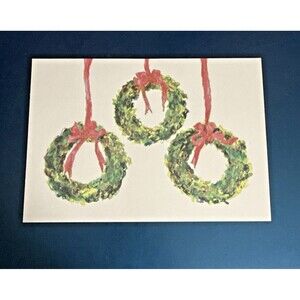 Oddballs Vintage Watercolor Greeted Christmas Card Box Of 10 - Wreath Trio